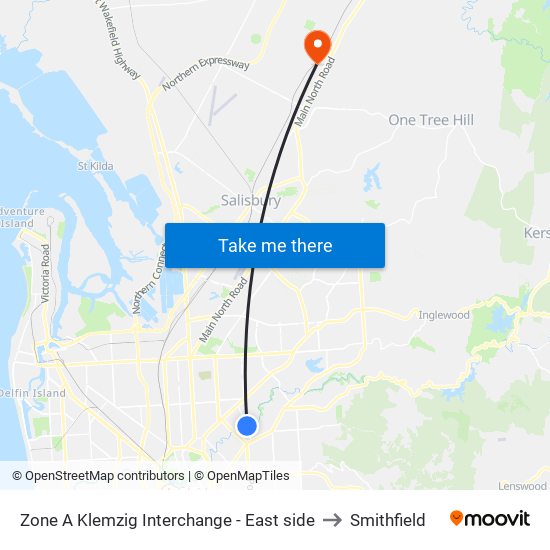 Zone A Klemzig Interchange - East side to Smithfield map