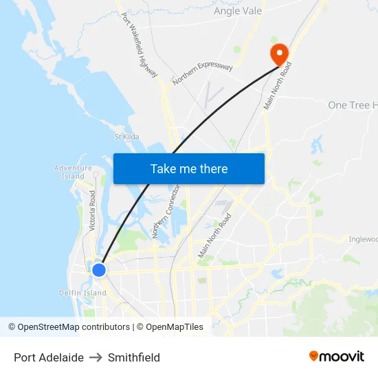 Port Adelaide to Smithfield map
