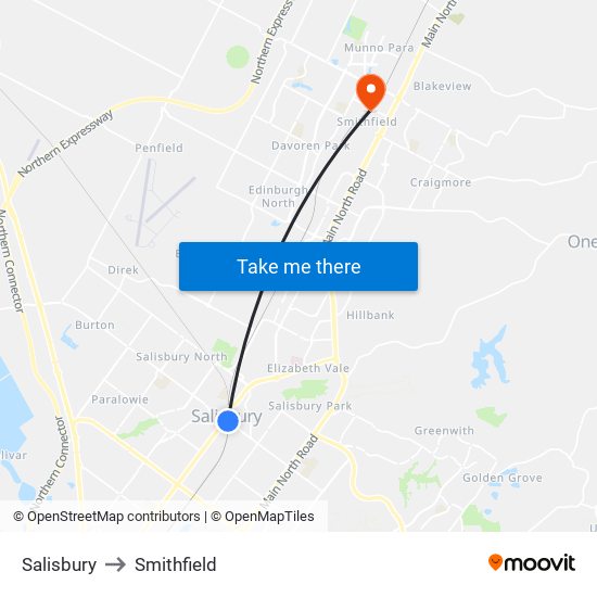 Salisbury to Smithfield map