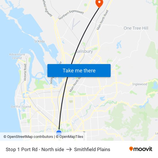 Stop 1 Port Rd - North side to Smithfield Plains map