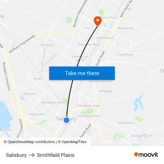 Salisbury to Smithfield Plains map