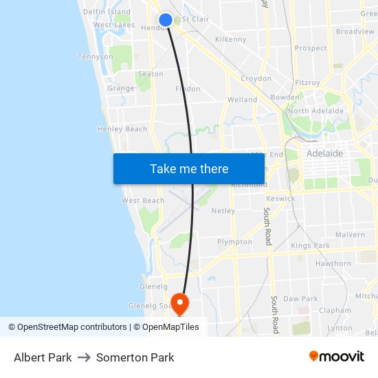 Albert Park to Somerton Park map