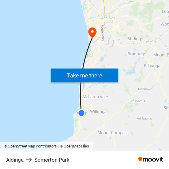 Aldinga to Somerton Park map