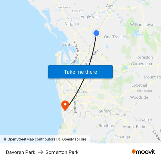 Davoren Park to Somerton Park map
