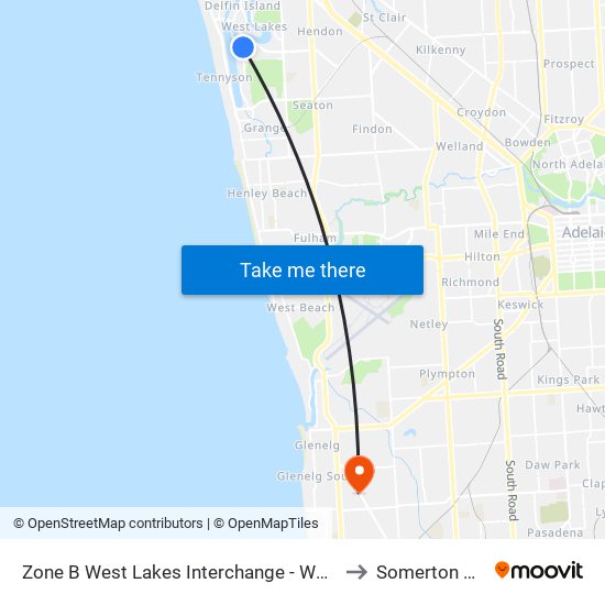 Zone B West Lakes Interchange - West side to Somerton Park map