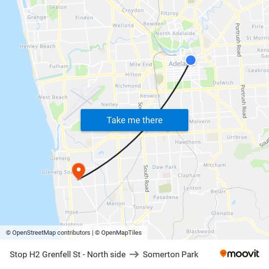 Stop H2 Grenfell St - North side to Somerton Park map