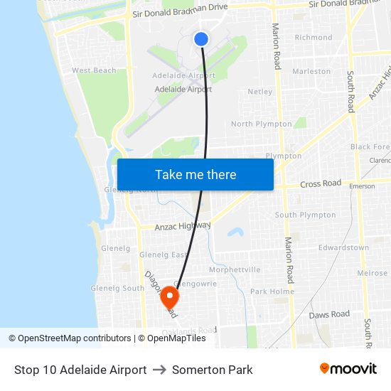 Stop 10 Adelaide Airport to Somerton Park map