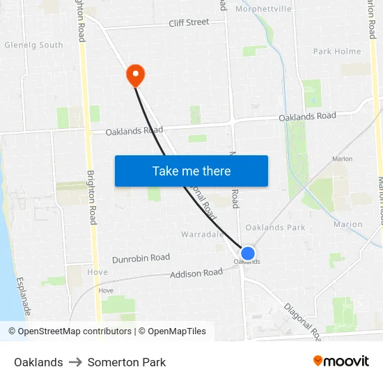 Oaklands to Somerton Park map