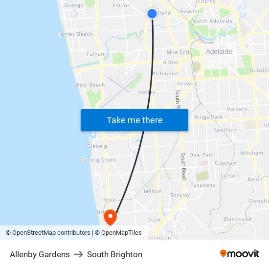 Allenby Gardens to South Brighton map