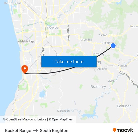 Basket Range to South Brighton map