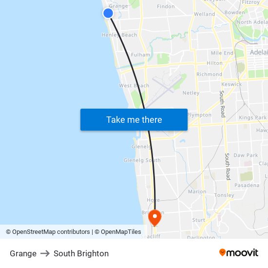 Grange to South Brighton map