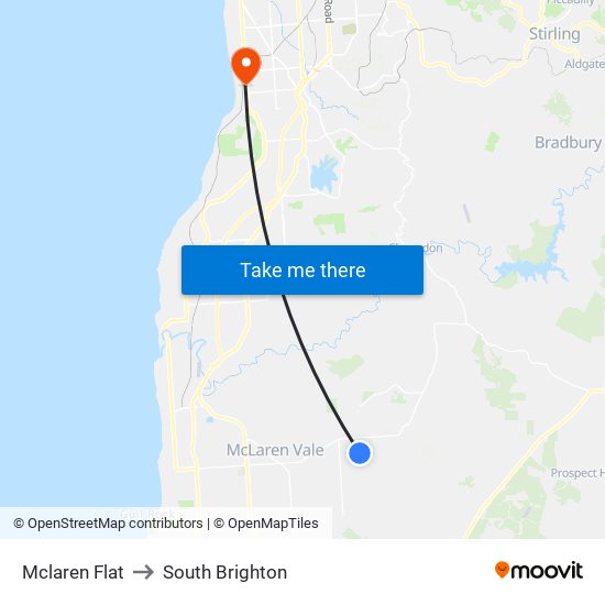 Mclaren Flat to South Brighton map