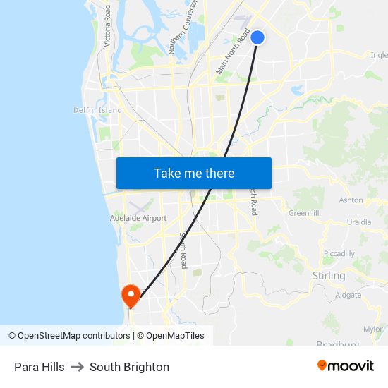 Para Hills to South Brighton map