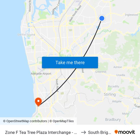 Zone F Tea Tree Plaza Interchange - East side to South Brighton map