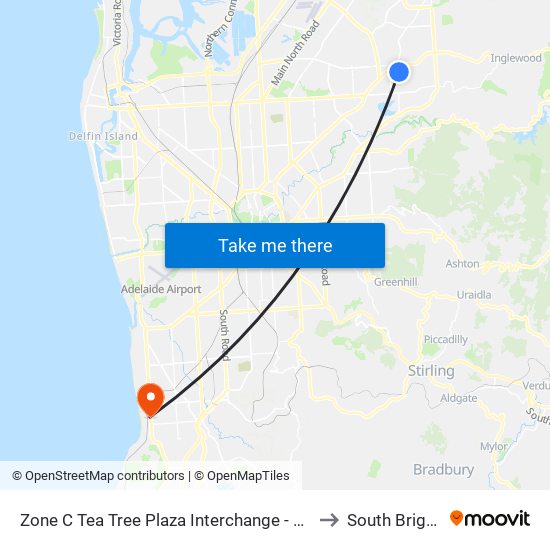 Zone C Tea Tree Plaza Interchange - West side to South Brighton map