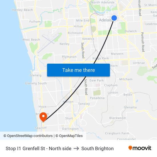 Stop I1 Grenfell St - North side to South Brighton map