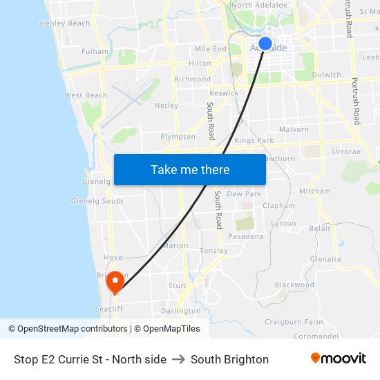 Stop E2 Currie St - North side to South Brighton map