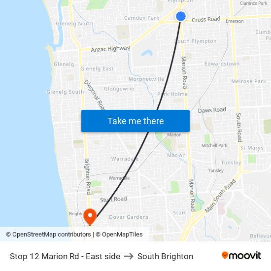 Stop 12 Marion Rd - East side to South Brighton map