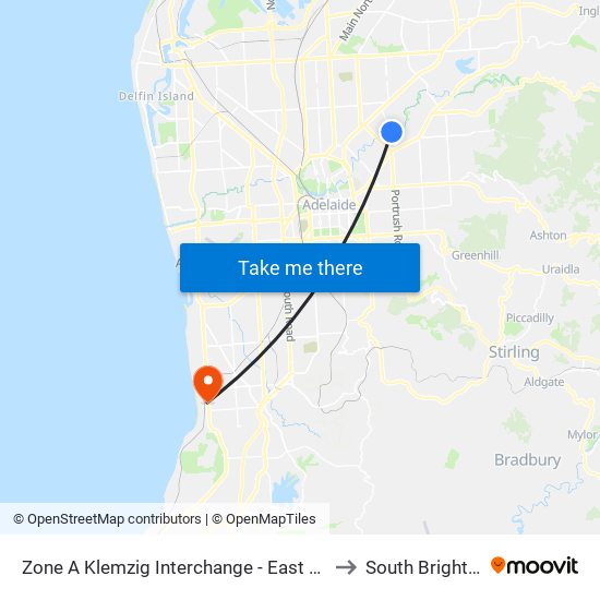 Zone A Klemzig Interchange - East side to South Brighton map