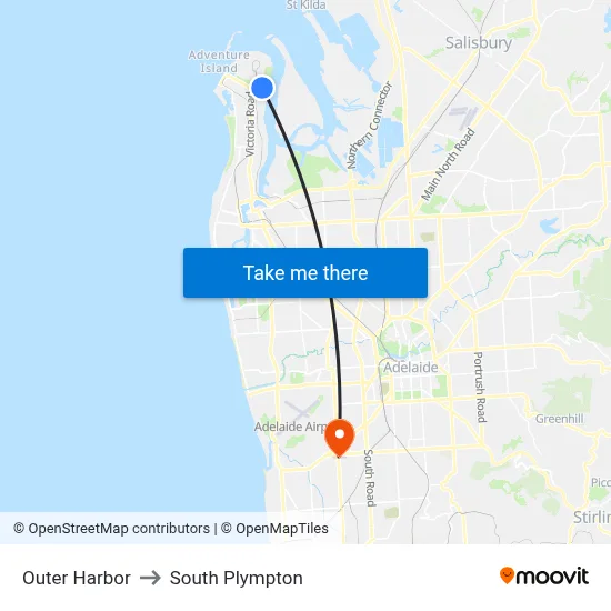 Outer Harbor to South Plympton map