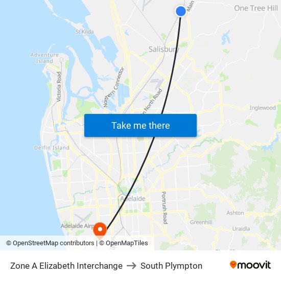 Zone A Elizabeth Interchange to South Plympton map