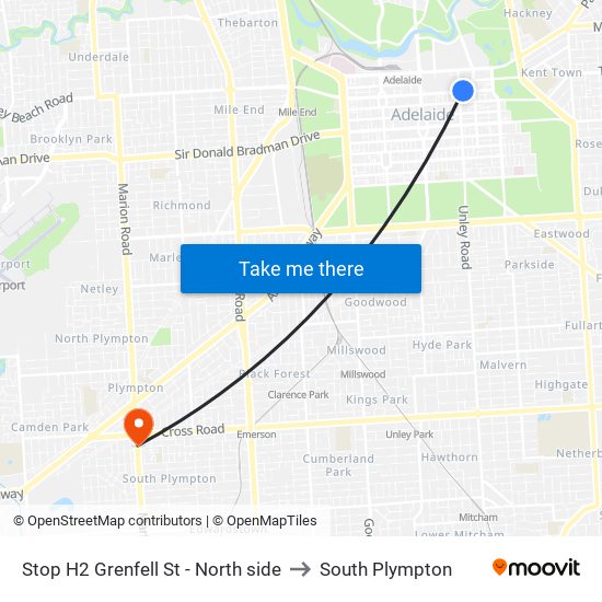 Stop H2 Grenfell St - North side to South Plympton map