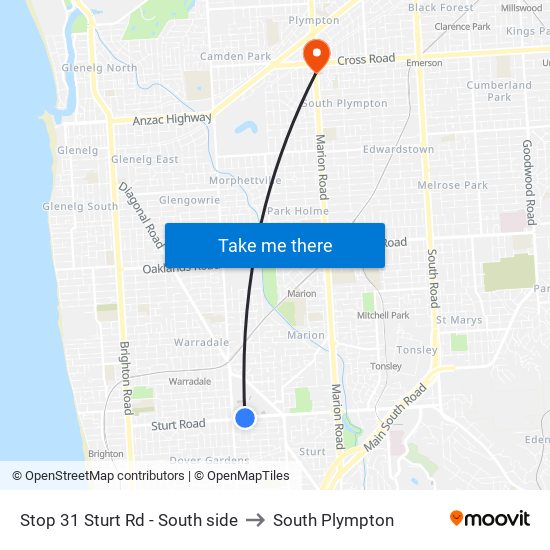 Stop 31 Sturt Rd - South side to South Plympton map