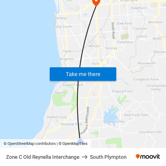 Zone C Old Reynella Interchange to South Plympton map