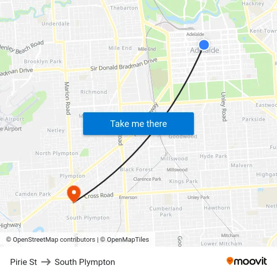 Pirie St to South Plympton map