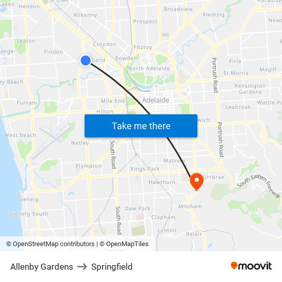 Allenby Gardens to Springfield map