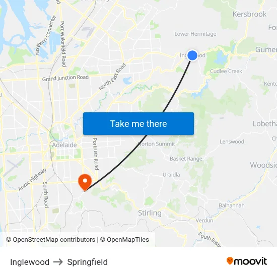Inglewood to Springfield map