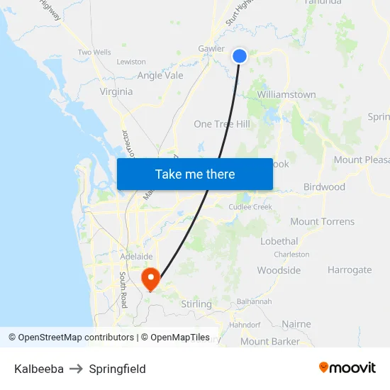 Kalbeeba to Springfield map