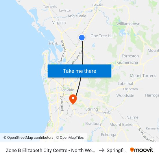 Zone B Elizabeth City Centre - North West side to Springfield map