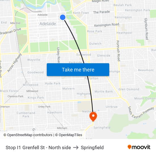 Stop I1 Grenfell St - North side to Springfield map