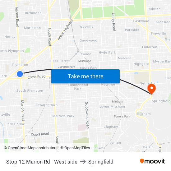 Stop 12 Marion Rd - West side to Springfield map