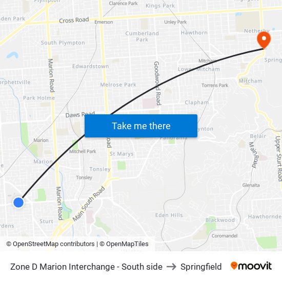 Zone D Marion Interchange - South side to Springfield map