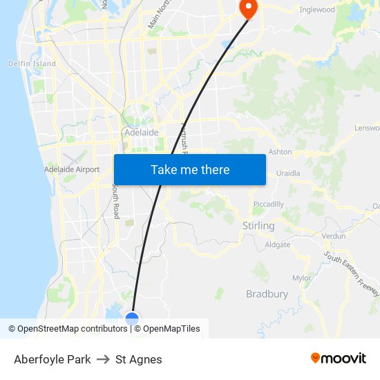 Aberfoyle Park to St Agnes map