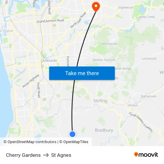 Cherry Gardens to St Agnes map