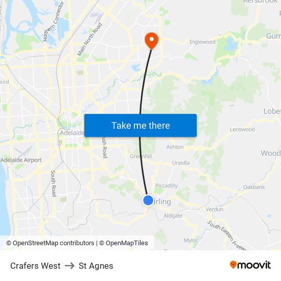 Crafers West to St Agnes map