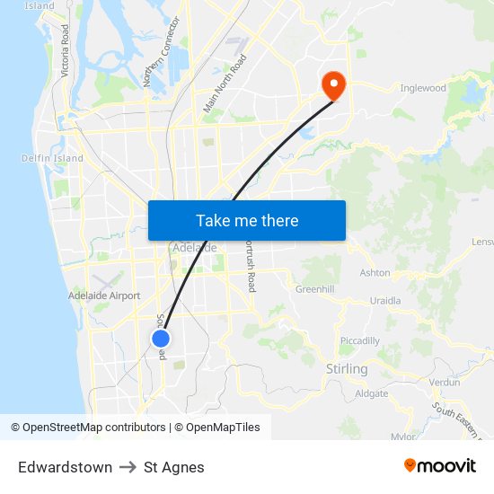 Edwardstown to St Agnes map