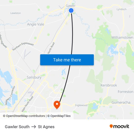 Gawler South to St Agnes map