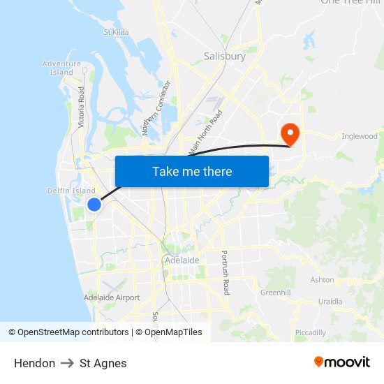 Hendon to St Agnes map