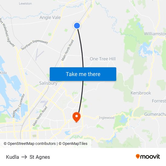 Kudla to St Agnes map