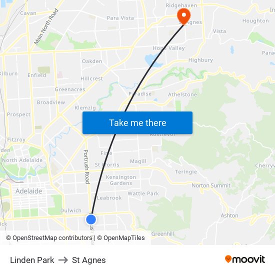 Linden Park to St Agnes map