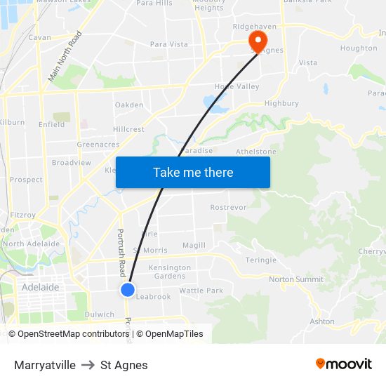 Marryatville to St Agnes map