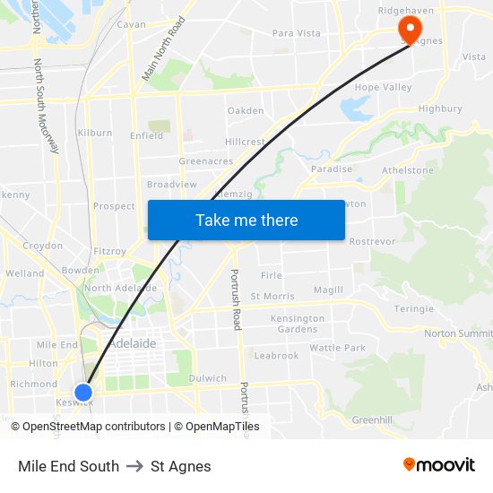 Mile End South to St Agnes map