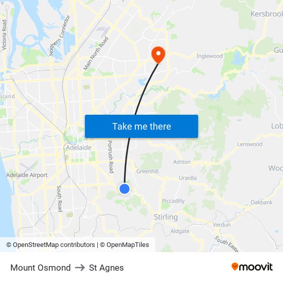 Mount Osmond to St Agnes map
