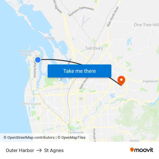 Outer Harbor to St Agnes map