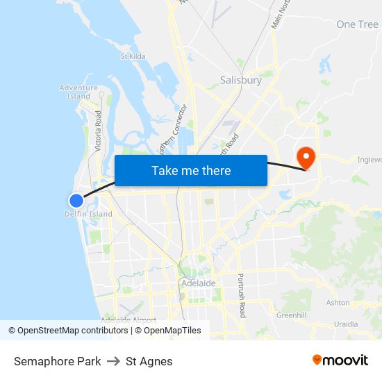 Semaphore Park to St Agnes map