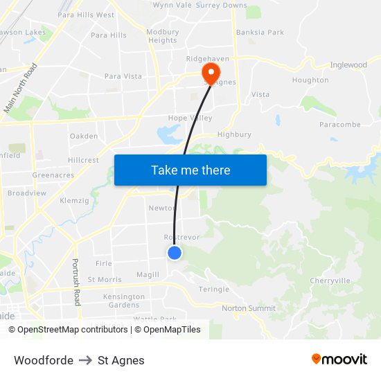 Woodforde to St Agnes map